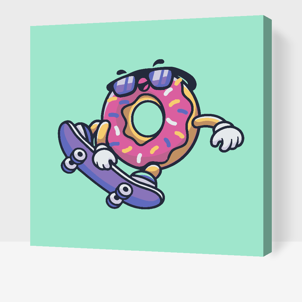 Malování podle čísel - Doughnut on a skateboard